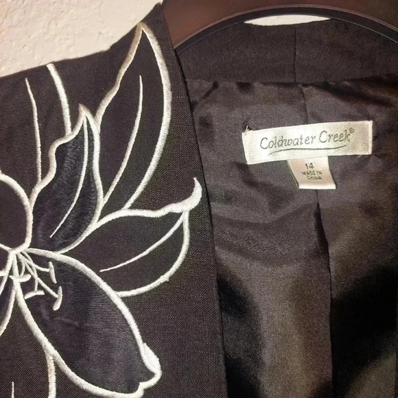 Coldwater Creek Floral Embroidered Open Cardigan Lined Jacket Size 14 - Picture 6 of 8